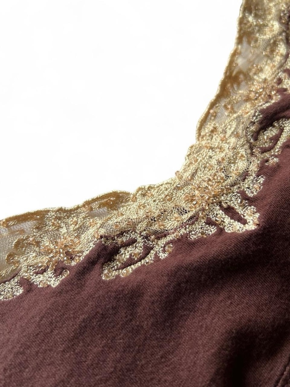 Abercrombie & Fitch Brown Babydoll Cami with Beaded Lace Trim - Picture 4 of 8